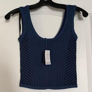 bebe Dark Blue Ribbed Crop Top